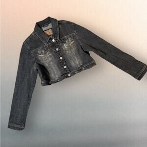 Limited Too Girls Denim Jacket Youth 20 XL Dark Wash Cropped Stretch V10